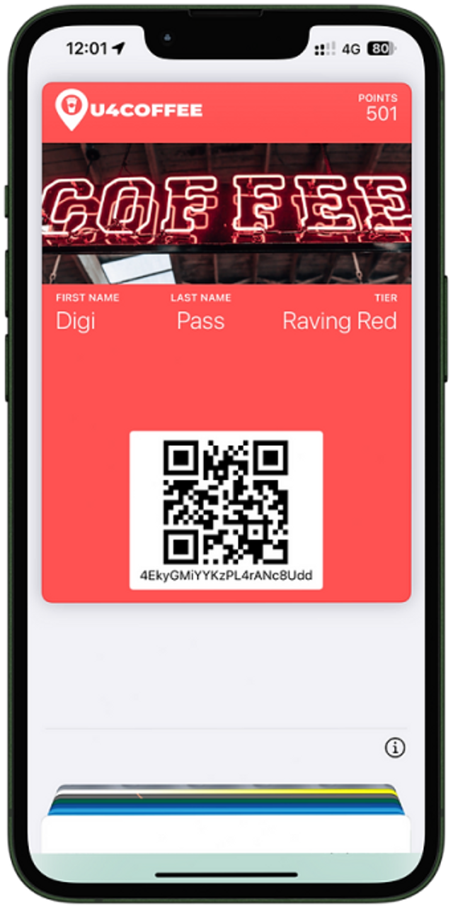 Phone showing digital membership card